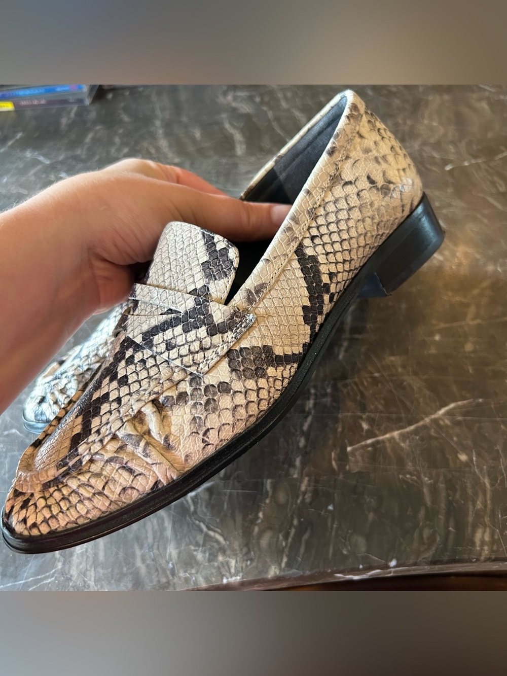 J. Crew Maison Ruched Loafers in Snake-Embossed Italian Leather Women’s Size 8